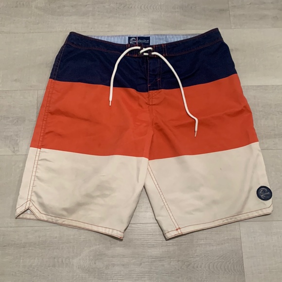 O'Neill Swim Oneill Board Shorts Bathing Suite Size 34 Navy Orange